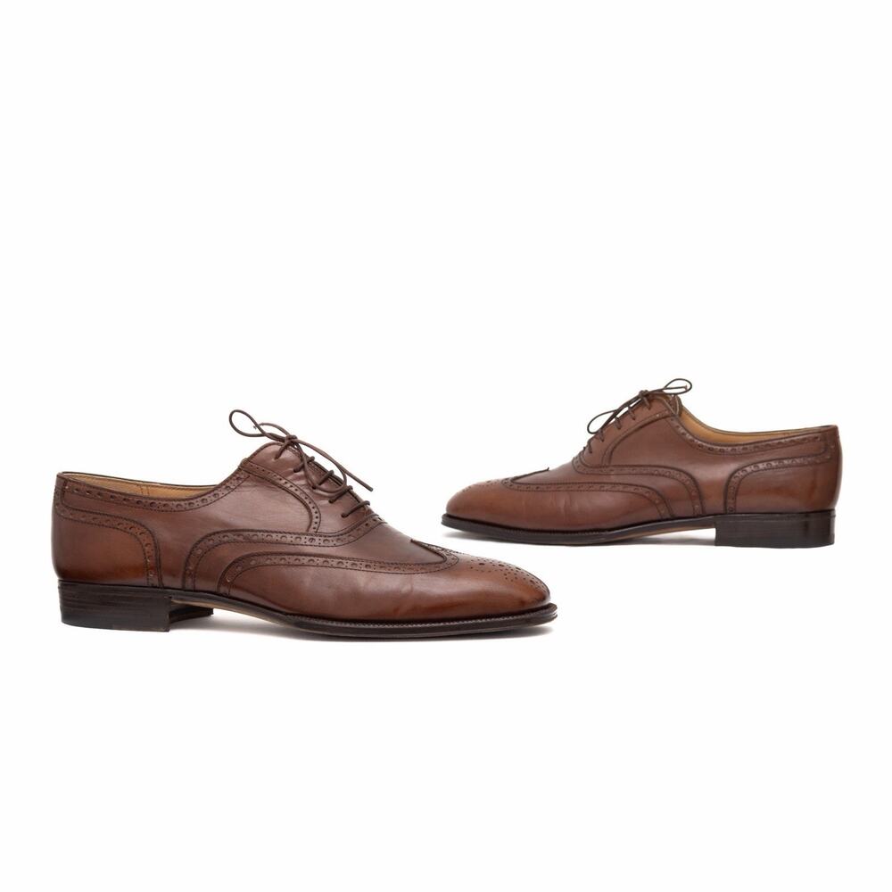 2.4 k.$ ZILLI Men’s Oxford Shoes Brown Leather Wingtip Full Brogue Dress US 10.5